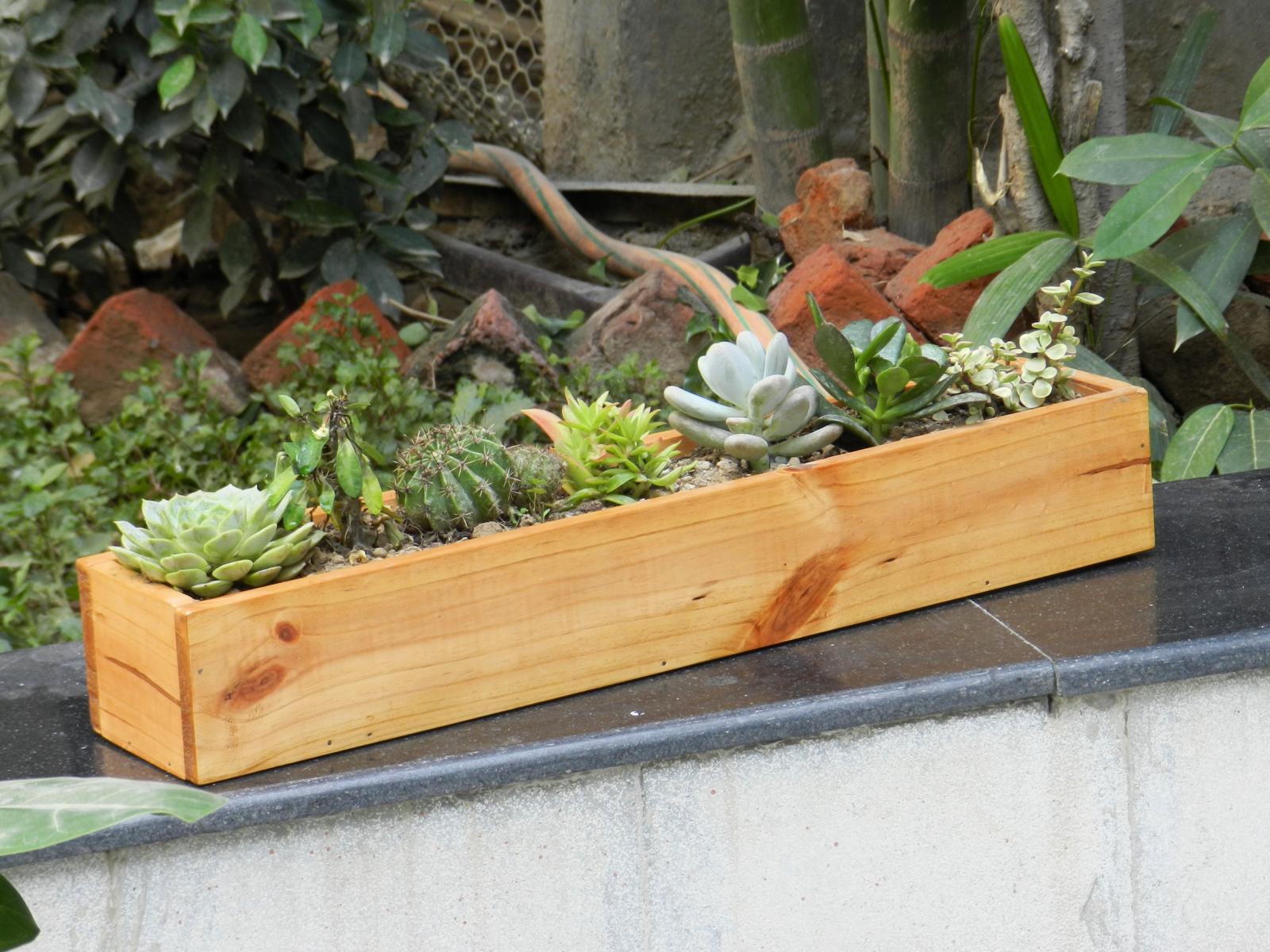 Grih Vaatika long wooden planter