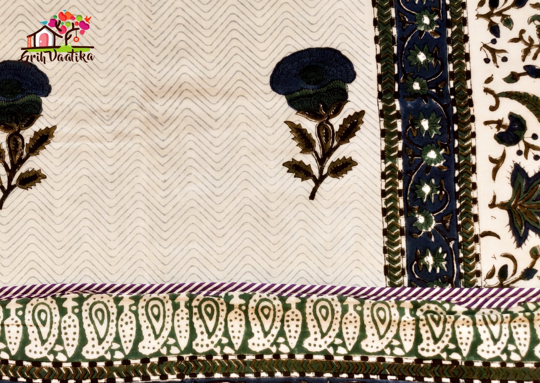 Reversible Elegant Floral Jaal and Motifs Cotton Double Bed Dohar