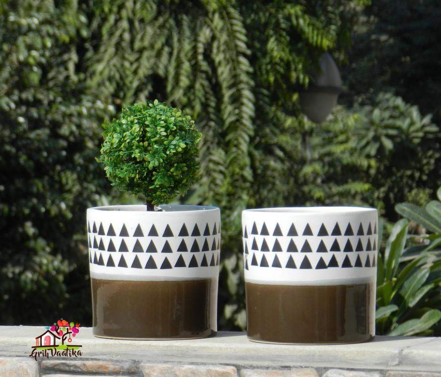 Beautiful Brown and White Ceramic Planter