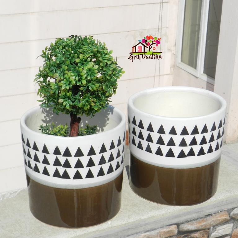 Beautiful Brown and White Ceramic Planter