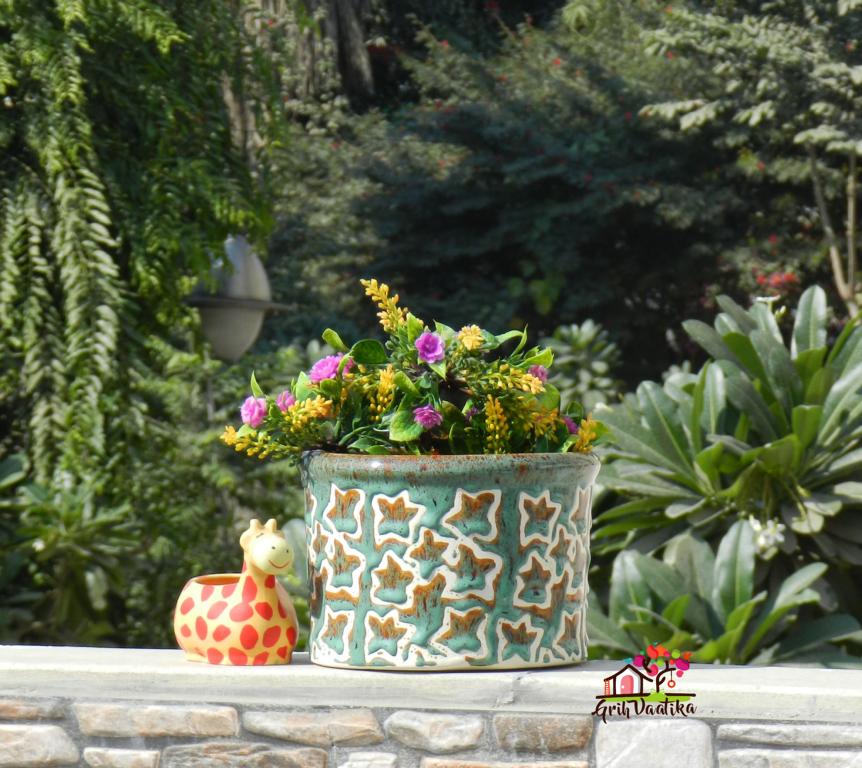 Beautiful Green and Brown Ceramic Planter