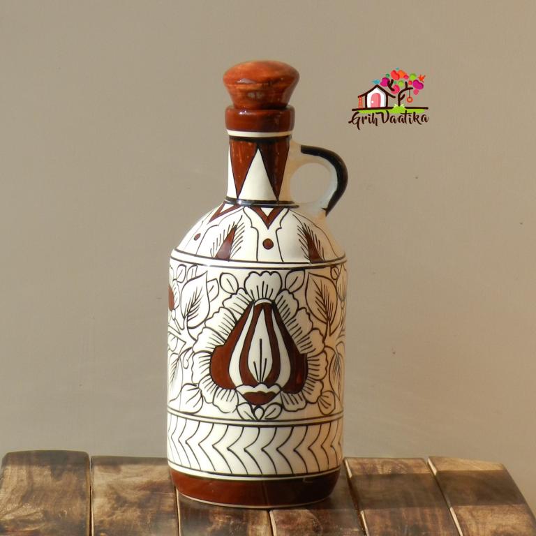 Brown Mughal Art Handcrafted Ceramic Multipurpose Bottle