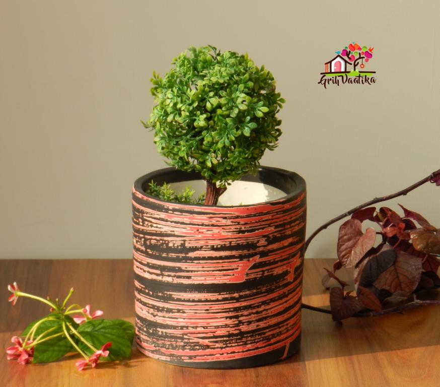 Black and Red Ceramic Planter