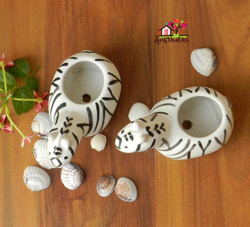 Zebra Ceramic Desk Planters (Set of 2)