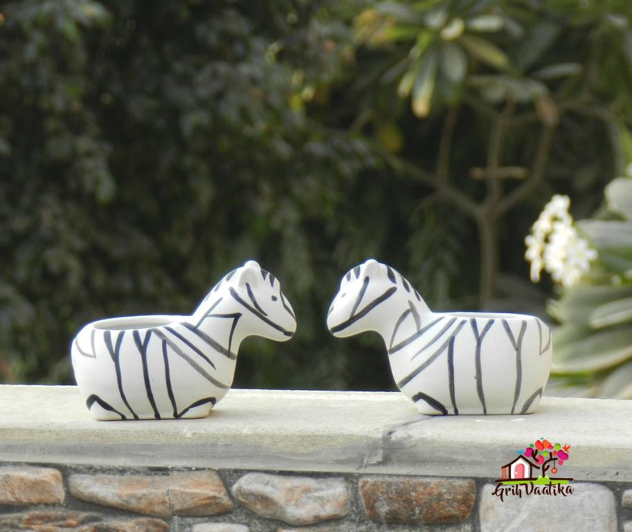 Zebra Ceramic Desk Planters (Set of 2)