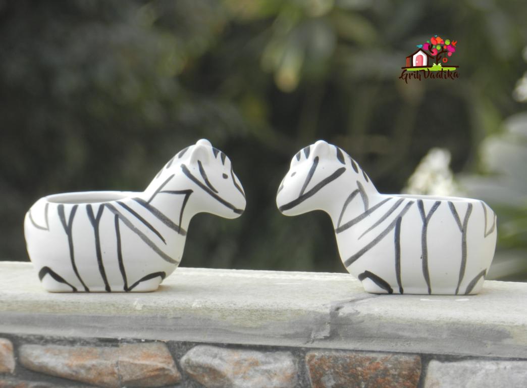 Zebra Ceramic Desk Planters (Set of 2)