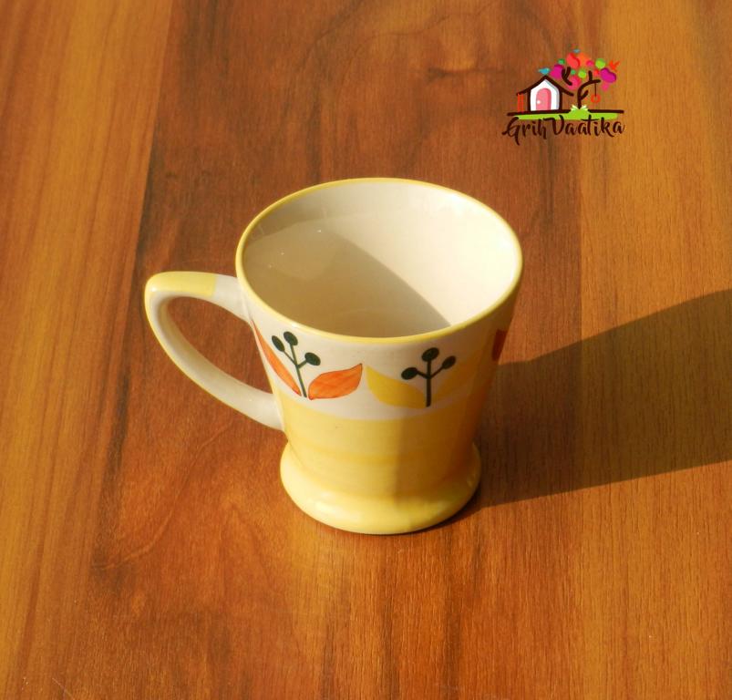 Yellow Hand painted Ceramic 'Mini Kulhad' Tea & Coffee Cups (Set of 6)