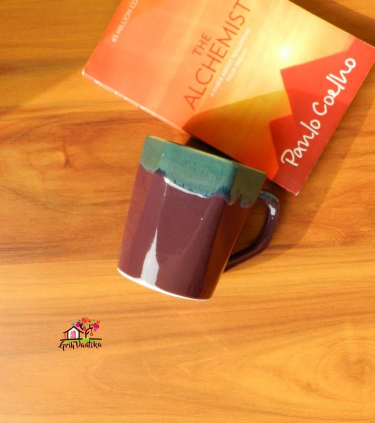 Handcrafted Maroon and Green Ceramic Large Mugs/Tumblers for Tea/Coffee/Milk