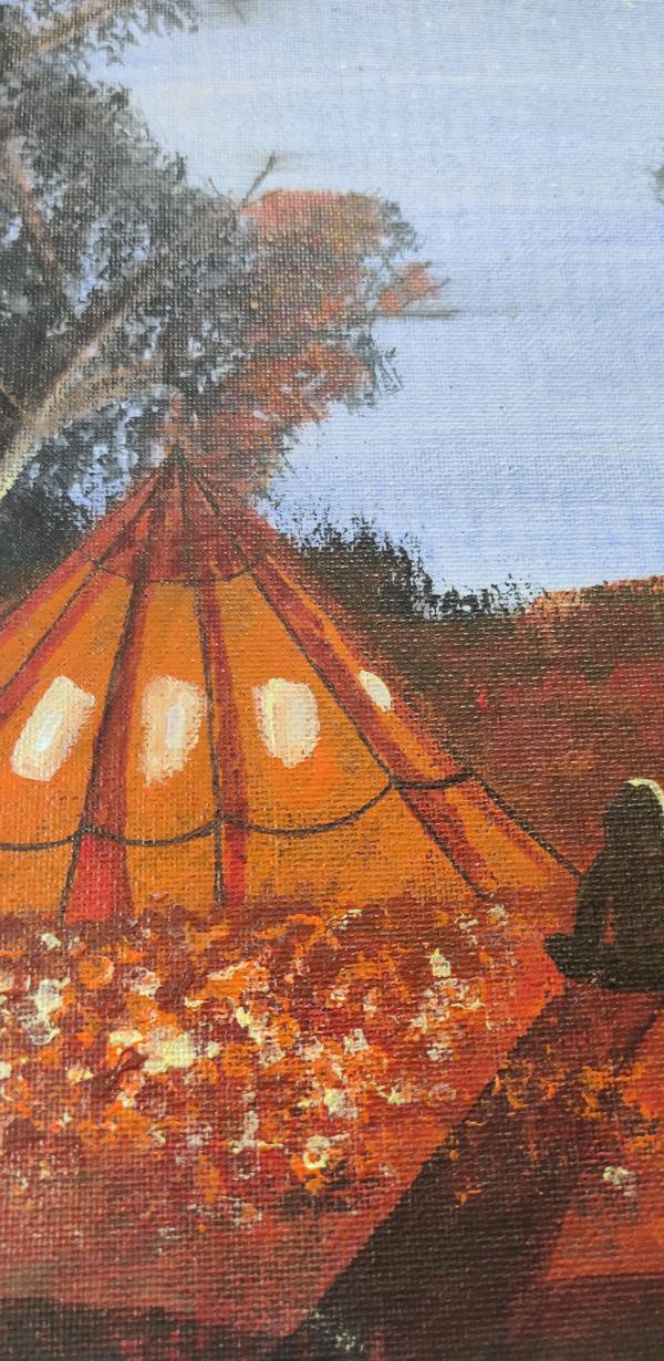 Original handmade Campfire Painting on canvas - Unframed