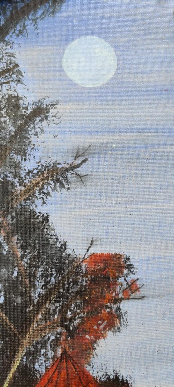 Original handmade Campfire Painting on canvas - Unframed