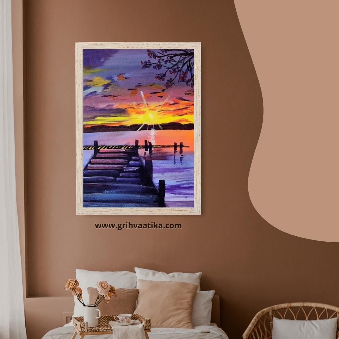 Original handmade Summer Solstice Painting on canvas - Framed