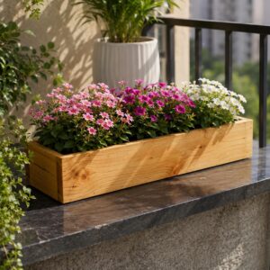 Grih Vaatika long wooden planter