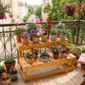 Grih Vaatika Wooden planter stand 2 Tier