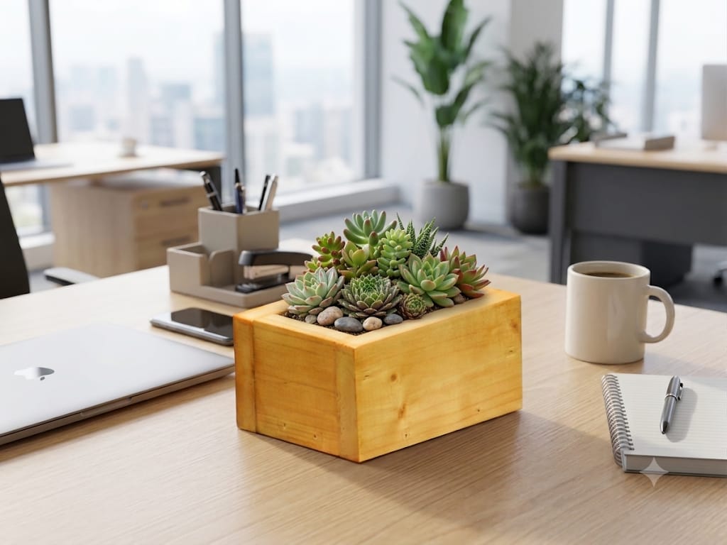 Premium Pine Wood Small Table Planter