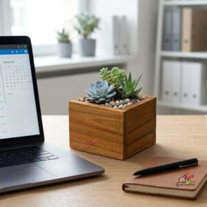 Grih Vaatika Desk succulent wooden planter